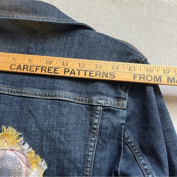 Caslon Denim Jean Jacket Patchwork Tulle Layered Skirt Boho Upcycled Sz S - Picture 7 of 9